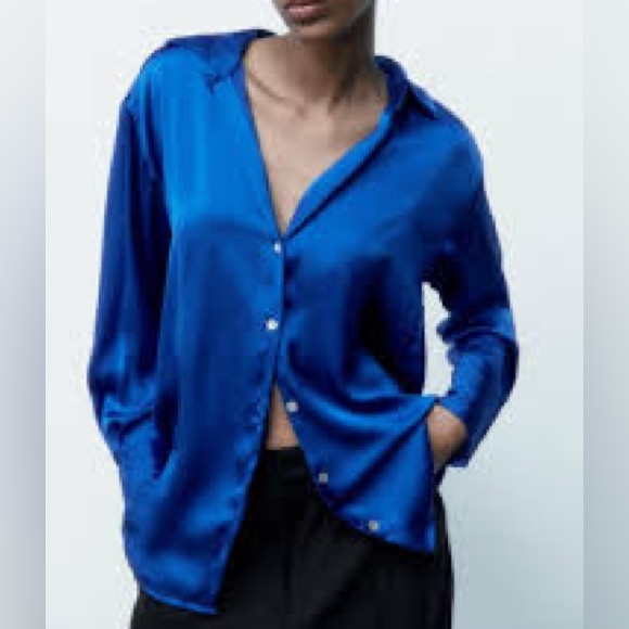 Zara Tops - Zara Royal Blue Button Down Shirt